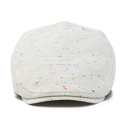 STARANCE Men Thin Cotton Gatsby Newsboy Cap - color: Flecked Beige, size: 7 3/4