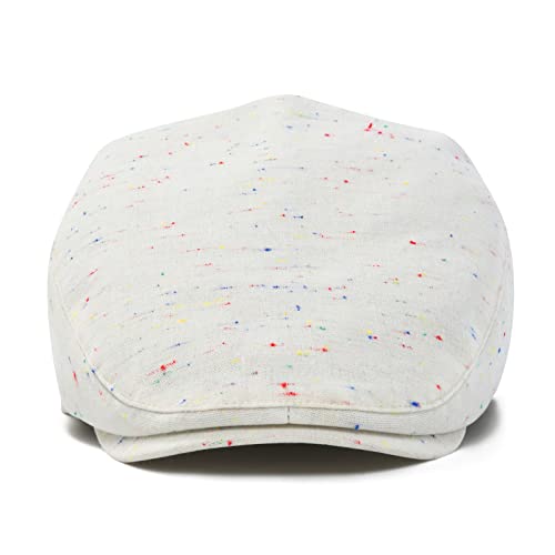 STARANCE Men Thin Cotton Gatsby Newsboy Cap - color: Flecked Beige, size: 7 1/4