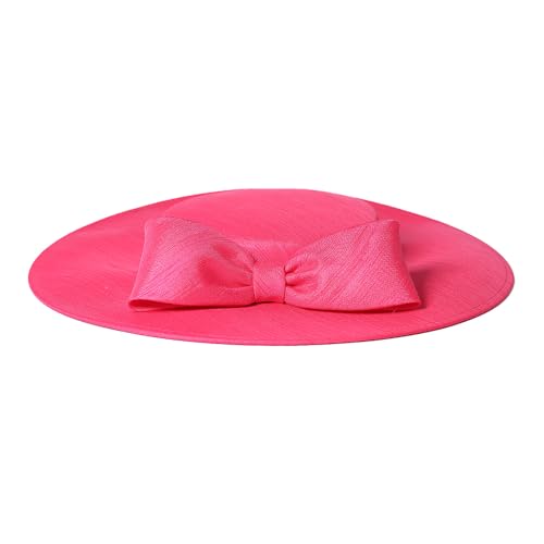 Fascinators Women Wide Brim 20s 50s Derby Pillbox Hat Bowknot Cocktail Tea Party Church Dress Hats - color: Rose