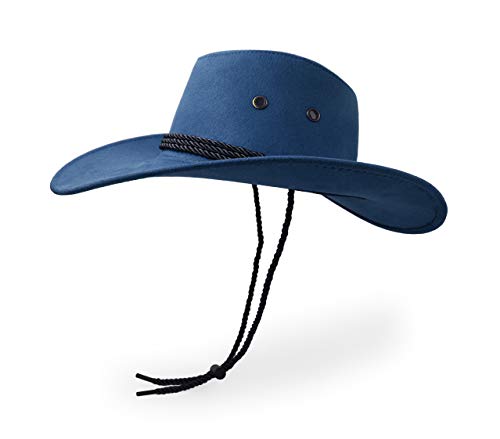 Cowboy Hat, Sun Hat Faux Felt Leather Suede Travel Cap Western Hat Outdoor Sun Protect - color: Navy