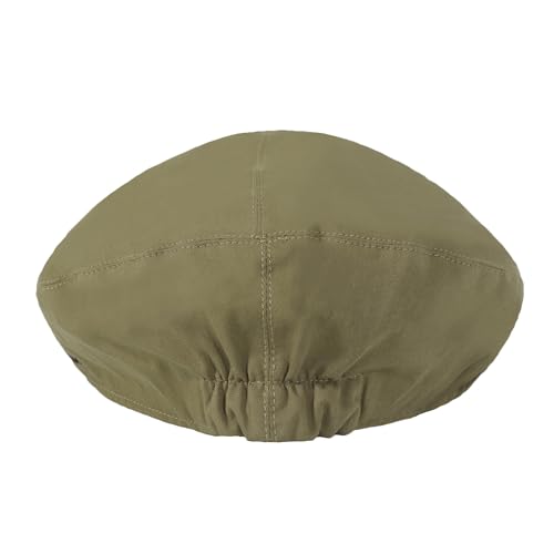 ZLYC Men Cotton Flat Cap Summer Scally Newsboy Beret Driver Hat - color: Solid Army Green