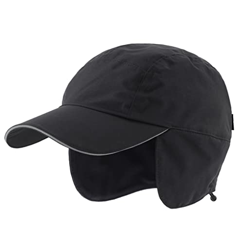 Connectyle Men's Water-Resistant Winter Hat Reflective Fleece Lined Earflap Cap Warm Baseball Sports Hat - color: Black