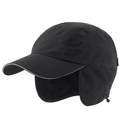Connectyle Men's Water-Resistant Winter Hat Reflective Fleece Lined Earflap Cap Warm Baseball Sports Hat - color: Black