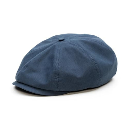Sterkowski Shelby Paperboy Hat | 100% Softened Cotton Newsboy Cap for Men | 8 Panel Peaky Style - color: Navy Blue, size: 7 1/8