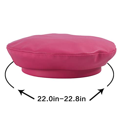 MINGSEECESS Women PU Leather French Black Beret Hat Causal Beanie Hat - color: Pink