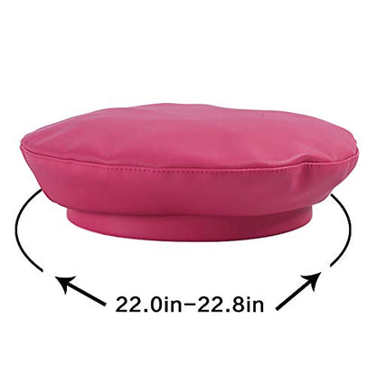 MINGSEECESS Women PU Leather French Black Beret Hat Causal Beanie Hat - color: Pink