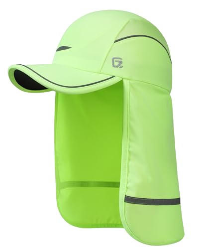 GADIEMKENSD 360° Reflective Work Hat with Neck Shade, UPF50+ Sun Protection, Breathable Mesh, Sweat Wicking - color: Neon Green