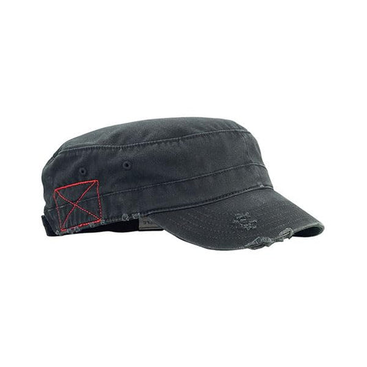 Mega Cap Cotton Distressed Washed Cadet Cap - color: Black