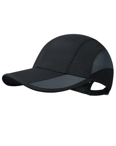 GADIEMKENSD Quick Dry Running Hat, UPF50+, Cooling Breathable Mesh, Water-Repellent, Plain & Packable, Anti-Glare - color: Black