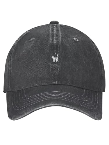 Minimalist Animal Doodles Hat Vintage Washed Cotton Baseball Cap for Men Women Adjustable Dad Hat Casual Outdoor Sun Hat - color: Black
