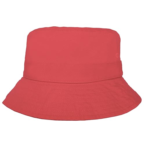 Bucket Hat for Kids, Boy and Girl Sun Hat Kid Ages 4-7 and Big Kids 7-14 Years 100% Cotton for Summer Teen Youth Beach Hat - color: Coral, size: 7-14 Years