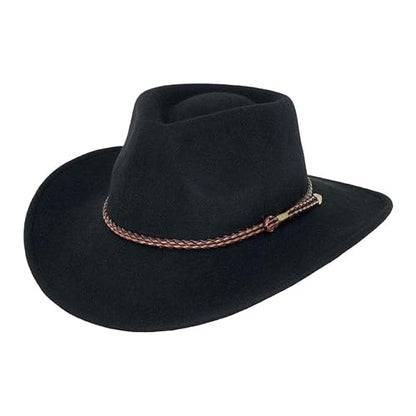 Outback Trading Company Men's 1392 Broken Hill UPF 50 Water-Resistant Crushable Australian Wool Western Cowboy Hat - color: Black, size: Small