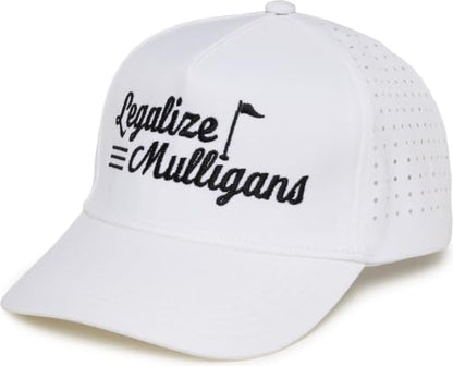 Funky Junque Mens High Crown Golf Hat, Performance Golf Cap - color: Legalize Mulligans - White