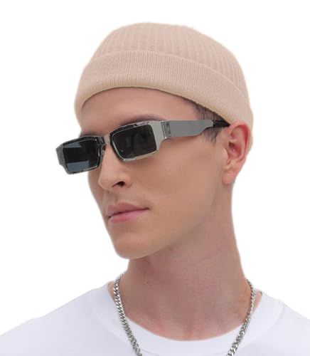 ROYBENS Thin Swag Wool Short Fisherman Beanie for Men Women Knit Winter Hat - color: 1pcs-beige
