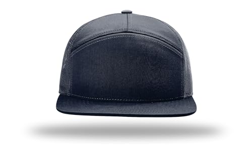 Richardson 168 Hi-Pro 7 Panel Adjustable Snapback Trucker Mesh Back Cap - color: Navy