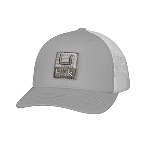 Mens Trucker Hat, Anti-Glare Snapback Fishing Hat for Men - color: Huk'd Up - Harbor Mist