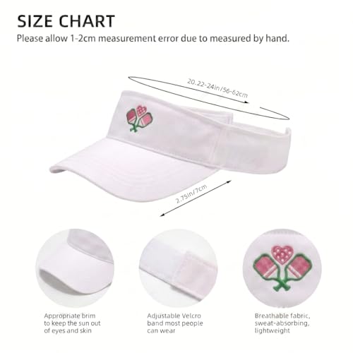 Embroidered Adjustable Sun Visor for Women Men Outdoor Golf Tennis - color: Pickleball Pink