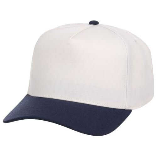 Lids Blank Hook Shot A-Frame Adjustable Snapback Hat – Breathable Mesh & Lightweight | Curved Bill | One Size Fits Most - color: Ivory/Navy