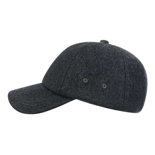 BOTVELA Men Wool Adjustable Tweed Baseball Cap - color: Dark Grey