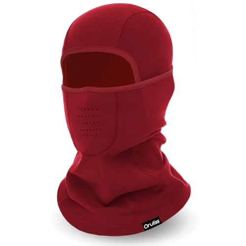 Breathable Balaclava Ski Mask for Men Women, Warm Winter Face Mask for Cold Weather Motorcycling Skiing Outdoor Work - color: Red