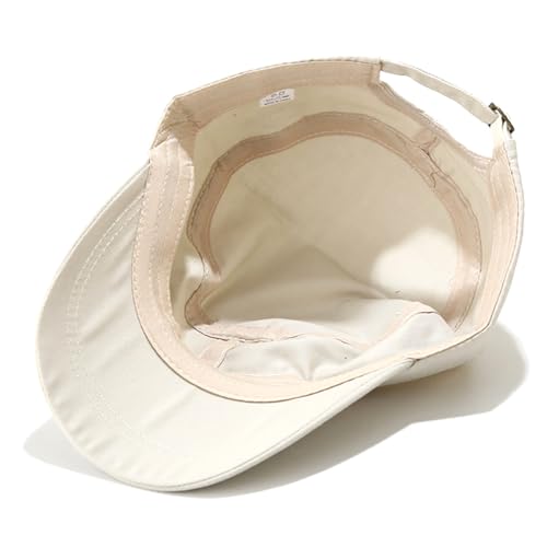 2 Pack Cadet Army Caps Flat Top Military Hats for Men Women - color: Beige With Buckle