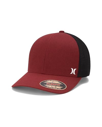 Hurley Mens Mini Icon Mesh Panel Fitted Trucker Baseball Cap - color: Red, size: Large-X-Large