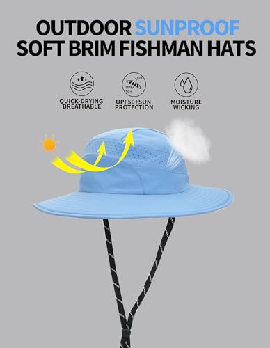 UPF50+ Bucket Hat, Wide Brim Sun Cap - color: Airy Blue