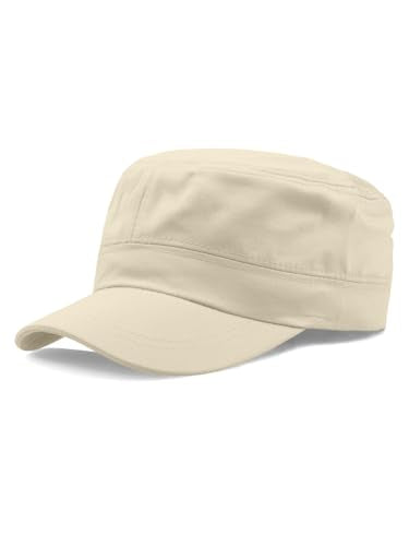 Washed Cotton Basic Cadet Army Cap Everyday Military Style Hat Vintage Flat Top Cap - color: White