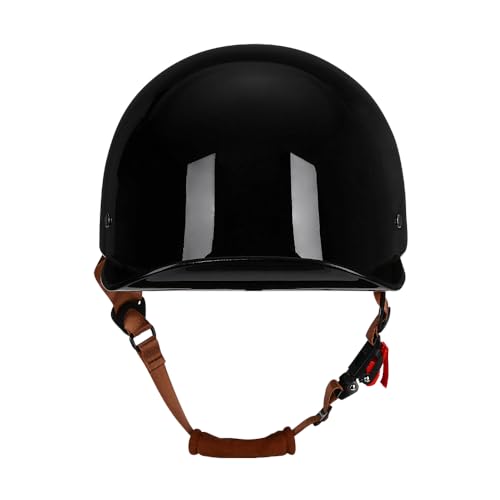 Vintage Retro Open Face Motorcycle Helmet Baseball Cap Half Helmets with pull-down Lens for Men Women Moped Cap Jet Scooter Street Cruiser - DOT Certified (Gloss Black,Large) - color: Gloss Black, size: Large