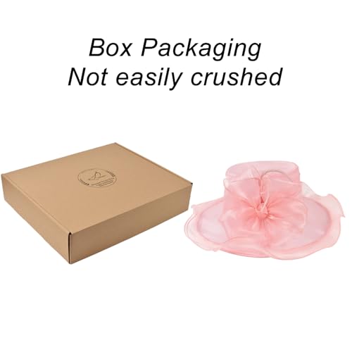 2026 Derby Hat, Classy Sun Hats for Women Ladies, Organza Feather Kentucky Fascinator for Tea Party Church UV Protection - color: 4570-pink