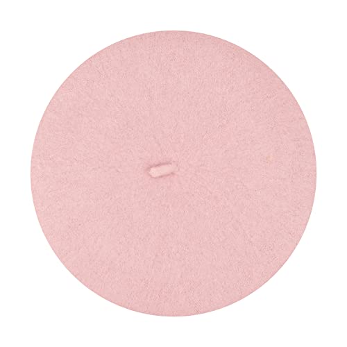 Gllutt Women Wool Beret Hat French Style Solid Color - color: Pink