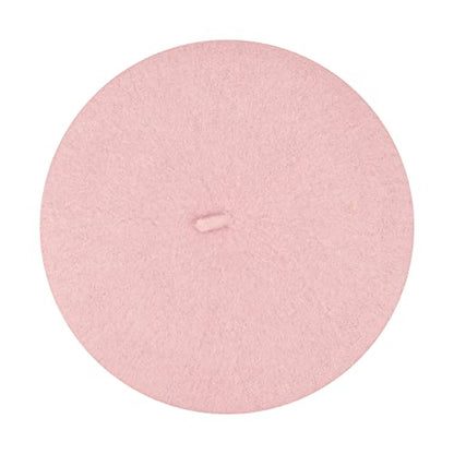 Gllutt Women Wool Beret Hat French Style Solid Color - color: Pink
