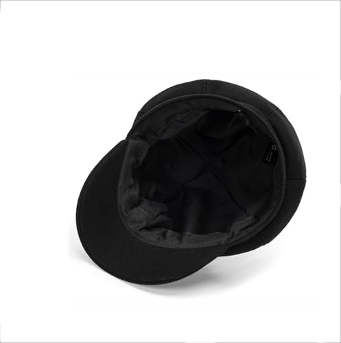 Octagonal-Beret-Hat-Women Classic 8 Panels Newsboy Cabbie Cap French Gatsby Hats Painter Paperboy Hats for Girls Teens - color: Black
