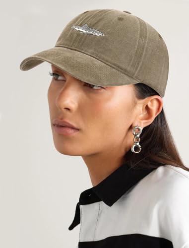 Women's Men's Fashion Baseball Cap Adjustable Strapback Hats Dad Hat Visor Sports Hat - color: Shark Khaki