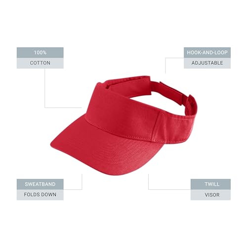 Augusta Sportswear Sport Twill Visor - color: Red