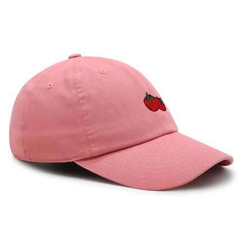 JPAK Two Tomatoes Premium Dad Hat Embroidered Cotton Baseball Cap Vegetables Embroidery - color: Coral Silk