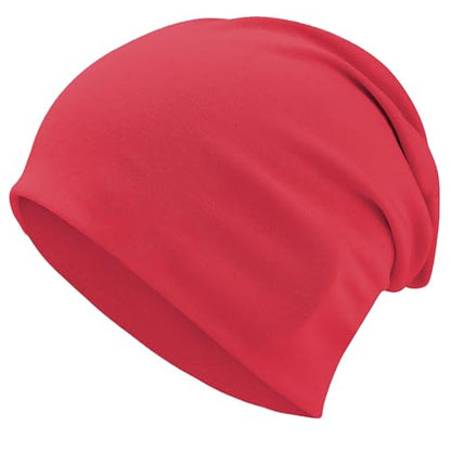 ROYBENS 100% Cotton T-Shirt Beanie for Women Men Slouchy Soft Skull Cap - color: 1pcs-red