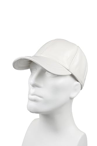 Genuine Leather Unisex Baseball Cap - color: Pearl White