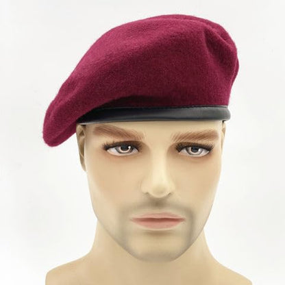 SILAK Iconic Parisian Beret – Army Style Cap, Che Guevara Inspired Fashion, Woolen French Beret Hat for Men and Women - color: Maroon