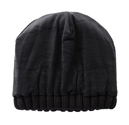 Home Prefer Mens Winter Hat Wool Fleece Lined Knit Beanie Hat Warm Stocking Caps - color: Black