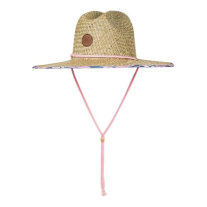 Roxy Girls' Pina to My Colada Woven Straw Hat | Wide Brim | Adjustable | Sun Protection | Beach | Vacation | Natural - color: Wild Wind Sunny Floral