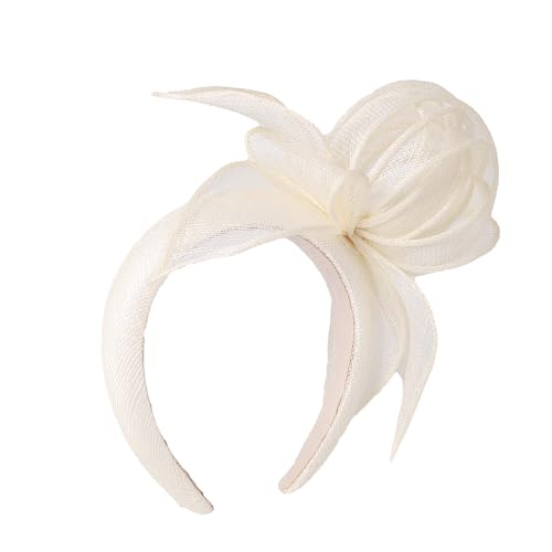 HIMESPORT Sinamay Flower Fascinator Hat for Women - Derby & Church Headpiece for Weddings, Cocktail, Tea Parties