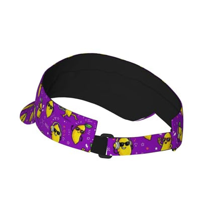 Unisex Sports Sun Visor Hats Adjustable Lightweight Packable Printed Empty Top Cap for Running Pickleball Golf Tennis - color: Funny Sunglasses Lemon