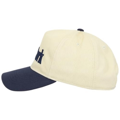 E BY ELIDAN New York Trucker Snapback Hat 3D Embroidered Baseball Cap - color: Cream Navy