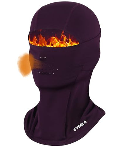 Winter Balaclava Ski Mask for Men Women Thermal Face Mask Breathable Face Cover for Cold Weather Motorcycle Snowboard - color: Purple(with Breath Hole)