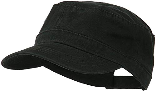 Ashen Fane Superior Garment Washed Cotton Twill Adjustable Army Cap - color: Black