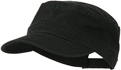 Ashen Fane Superior Garment Washed Cotton Twill Adjustable Army Cap - color: Black