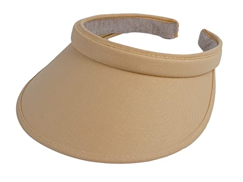 TOP HEADWEAR Sports Cotton Twill Clip-On Visor 3.5 Inch Wide Brim - color: Khaki