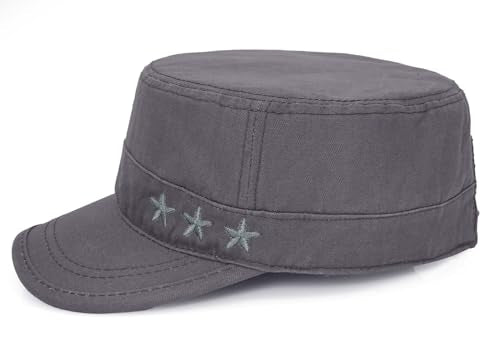 Unisex Flat Top Military Cadet Cap Outdoor Sun Hat - color: Grey