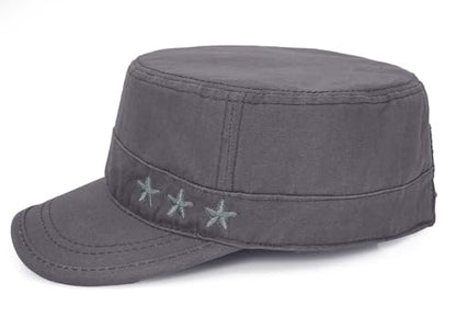 Unisex Flat Top Military Cadet Cap Outdoor Sun Hat - color: Grey